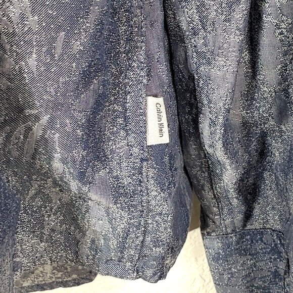 Calvin Klein Men's Slim-Fit Jacquard Shirt XXL Dusty Blue - Picture 10 of 13